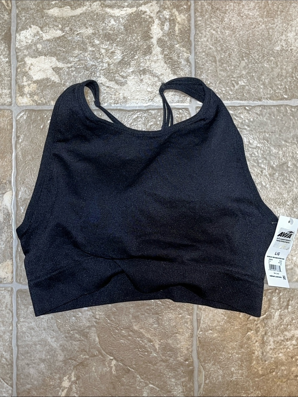 NWT Avia Black High-Neck Racerback Sports Bra